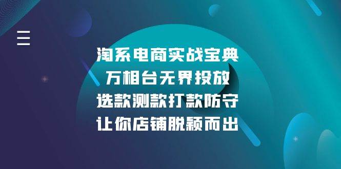 淘系电商实战宝典：万相台无界投放，选款测款打款防守，让你店铺脱颖而出-阿灿说钱