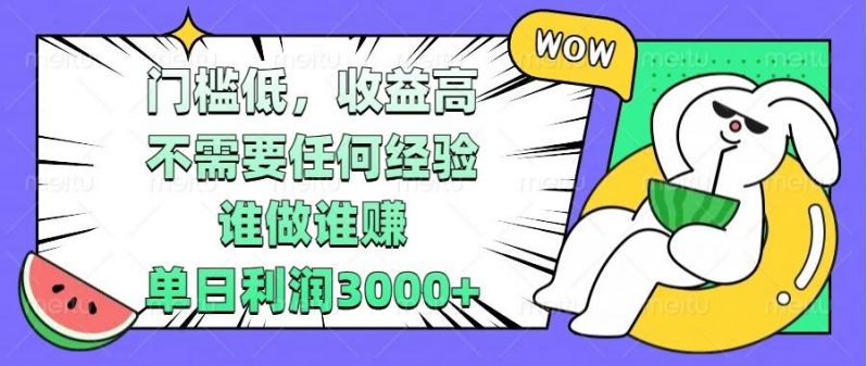 门槛低，收益高，不需要任何经验，谁做谁赚，单日利润3000+-阿灿说钱