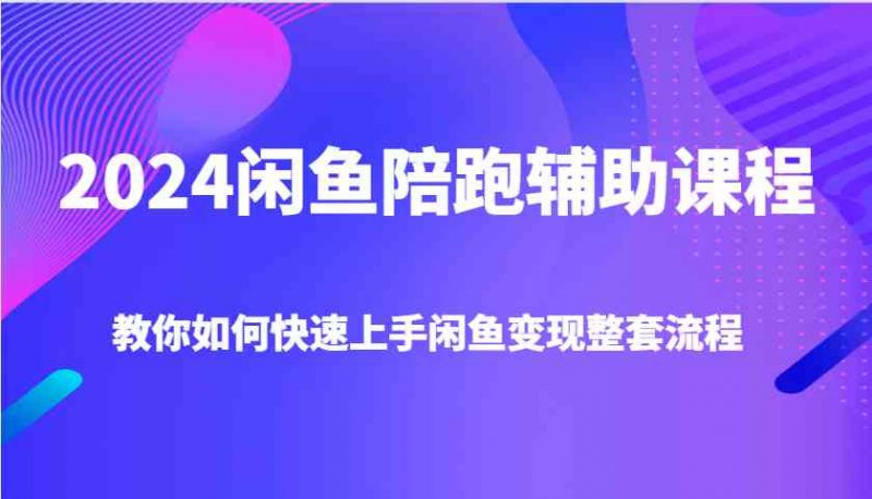 2024闲鱼陪跑辅助课程，教你如何快速上手闲鱼变现整套流程-阿灿说钱