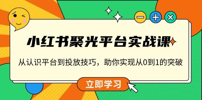 小红书 聚光平台实战课，从认识平台到投放技巧，助你实现从0到1的突破-阿灿说钱