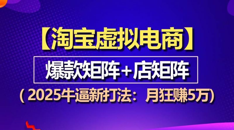 【淘宝虚拟项目】2025牛逼新打法：爆款矩阵+店矩阵，月狂赚5万-阿灿说钱