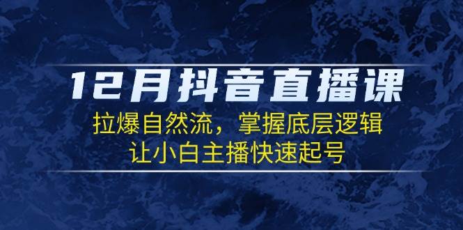 12月抖音直播课：拉爆自然流，掌握底层逻辑，让小白主播快速起号-阿灿说钱