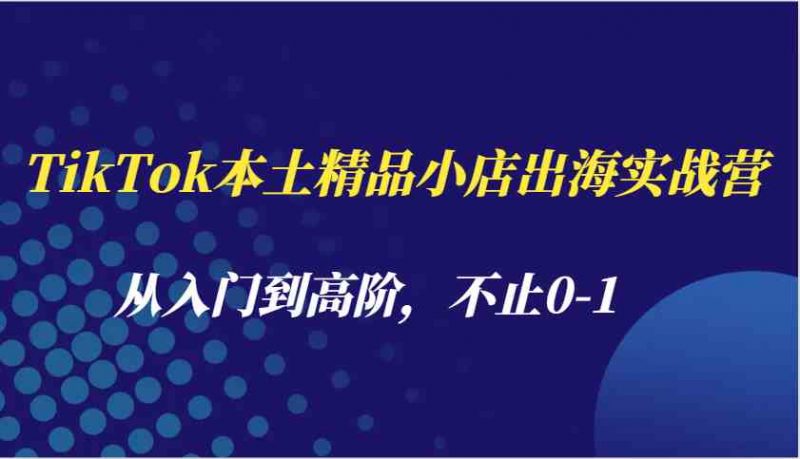 TikTok本土精品小店出海实战营，从入门到高阶，不止0-1-阿灿说钱