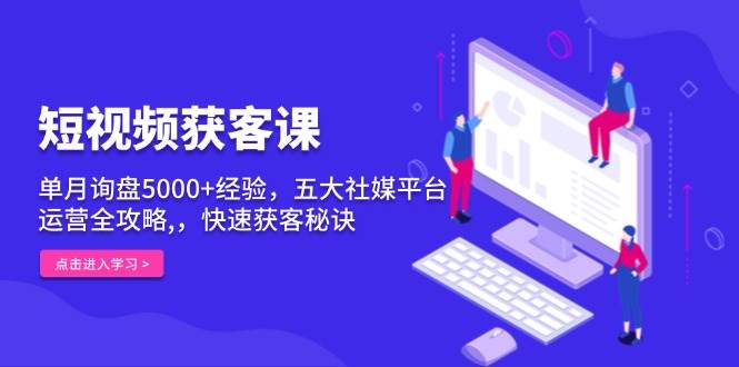 短视频获客课，单月询盘5000+经验，五大社媒平台运营全攻略,，快速获客…-阿灿说钱