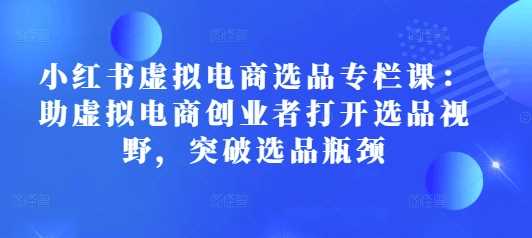 小红书虚拟电商选品专栏课：助虚拟电商创业者打开选品视野，突破选品瓶颈-阿灿说钱